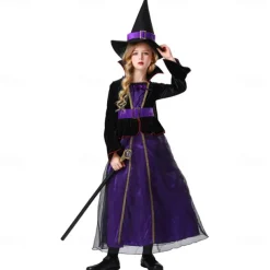 Witch Halloween Dress Cosplay Costume Walpurgis Night Cosplay Kid's Girls' Halloween Carnival Masquerade Party / Evening Easy Halloween Costumes Dress Up