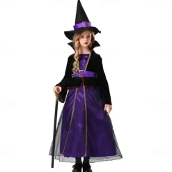 Witch Halloween Dress Cosplay Costume Walpurgis Night Cosplay Kid's Girls' Halloween Carnival Masquerade Party / Evening Easy Halloween Costumes Dress Up
