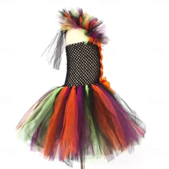 Witch Halloween Dress Cosplay Costume Tutu Walpurgis Night Cosplay Kid's Girls' Carnival Masquerade Mardi Gras Performance Party Halloween Easy Halloween Costumes Dress Up