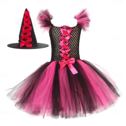 Witch Halloween Dress Cosplay Costume Tutu Walpurgis Night Cosplay Kid's Girls' Carnival Masquerade Mardi Gras Performance Party Halloween Easy Halloween Costumes Dress Up