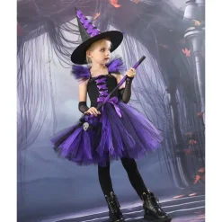 Witch Halloween Dress Cosplay Costume Tutu Walpurgis Night Cosplay Kid's Girls' Carnival Masquerade Party / Evening Easy Halloween Costumes Dress Up