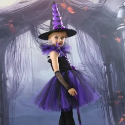 Witch Halloween Dress Cosplay Costume Tutu Walpurgis Night Cosplay Kid's Girls' Carnival Masquerade Party / Evening Easy Halloween Costumes Dress Up