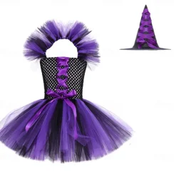 Witch Halloween Dress Cosplay Costume Tutu Walpurgis Night Cosplay Kid's Girls' Carnival Masquerade Party / Evening Easy Halloween Costumes Dress Up