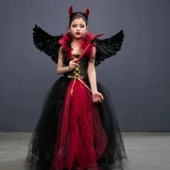 Witch Maleficent Devil Halloween Dress Cosplay Costume Tutu Walpurgis Night Cosplay Kid's Girls' Carnival Masquerade Mardi Gras Performance Party Halloween Easy Halloween Costumes Dress Up