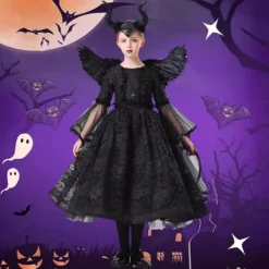 Witch Maleficent Halloween Dress Cosplay Costume Walpurgis Night Cosplay Kid's Girls' Carnival Masquerade Performance Party Halloween Easy Halloween Costumes Dress Up