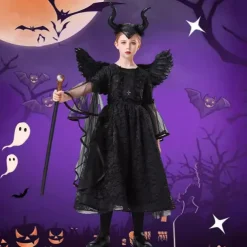 Witch Maleficent Halloween Dress Cosplay Costume Walpurgis Night Cosplay Kid's Girls' Carnival Masquerade Performance Party Halloween Easy Halloween Costumes Dress Up