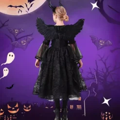 Witch Maleficent Halloween Dress Cosplay Costume Walpurgis Night Cosplay Kid's Girls' Carnival Masquerade Performance Party Halloween Easy Halloween Costumes Dress Up