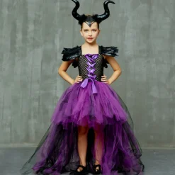 Witch Maleficent Outfits Tutu Walpurgis Night Princess Sweet Movie Cosplay for Girls' Kid's Masquerade