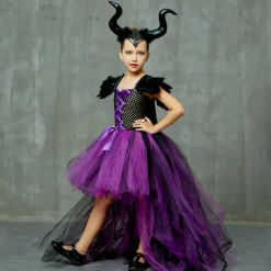Witch Maleficent Outfits Tutu Walpurgis Night Princess Sweet Movie Cosplay for Girls' Kid's Masquerade