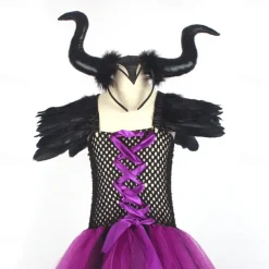 Witch Maleficent Outfits Tutu Walpurgis Night Princess Sweet Movie Cosplay for Girls' Kid's Masquerade