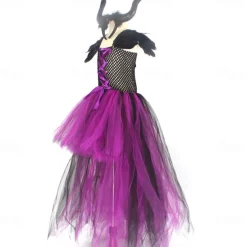 Witch Maleficent Outfits Tutu Walpurgis Night Princess Sweet Movie Cosplay for Girls' Kid's Masquerade