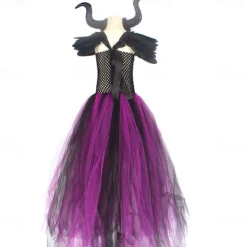 Witch Maleficent Outfits Tutu Walpurgis Night Princess Sweet Movie Cosplay for Girls' Kid's Masquerade
