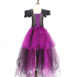 Witch Maleficent Outfits Tutu Walpurgis Night Princess Sweet Movie Cosplay for Girls' Kid's Masquerade