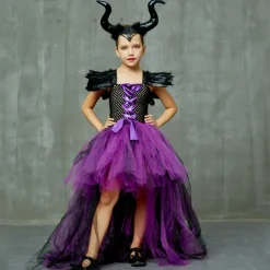 Witch Maleficent Outfits Tutu Walpurgis Night Princess Sweet Movie Cosplay for Girls' Kid's Masquerade