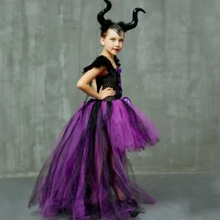 Witch Maleficent Outfits Tutu Walpurgis Night Princess Sweet Movie Cosplay for Girls' Kid's Masquerade