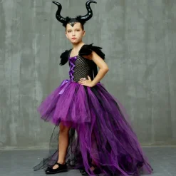 Witch Maleficent Outfits Tutu Walpurgis Night Princess Sweet Movie Cosplay for Girls' Kid's Masquerade