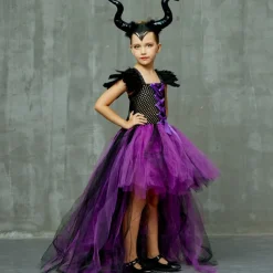 Witch Maleficent Outfits Tutu Walpurgis Night Princess Sweet Movie Cosplay for Girls' Kid's Masquerade