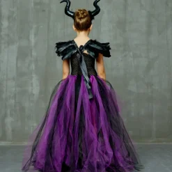 Witch Maleficent Outfits Tutu Walpurgis Night Princess Sweet Movie Cosplay for Girls' Kid's Masquerade