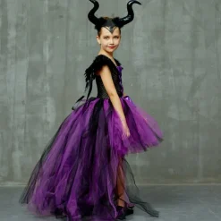 Witch Maleficent Outfits Tutu Walpurgis Night Princess Sweet Movie Cosplay for Girls' Kid's Masquerade