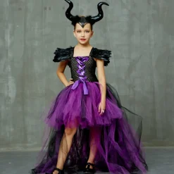 Witch Maleficent Outfits Tutu Walpurgis Night Princess Sweet Movie Cosplay for Girls' Kid's Masquerade