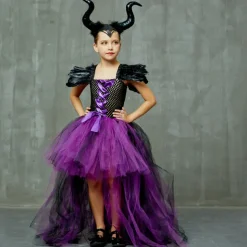 Witch Maleficent Outfits Tutu Walpurgis Night Princess Sweet Movie Cosplay for Girls' Kid's Masquerade