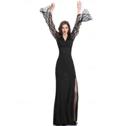 Witch Morticia Addams Halloween Dress Addams family Walpurgis Night Punk & Gothic Adults' Women's Party / Evening Easy Halloween Costumes Dress Up