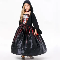 Witch Skeleton Skull Ghost Halloween Cape Cosplay Costume Hooded Cloak Walpurgis Night Scary Costume Kid's Girls' Carnival Masquerade Performance Halloween Masquerade Easy Halloween Costumes Dress Up