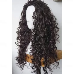 Witch Wig Men's Wig Long Curly Wig Black Synthetic Wigs Cosplay adult Halloween Wigs