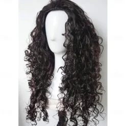 Witch Wig Men's Wig Long Curly Wig Black Synthetic Wigs Cosplay adult Halloween Wigs