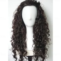 Witch Wig Men's Wig Long Curly Wig Black Synthetic Wigs Cosplay adult Halloween Wigs