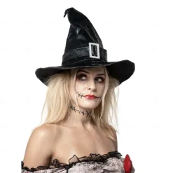 Witch Wizard Hat Pointed Ruched Halloween Witch Hat Adults' Punk Gothic Dress Up Halloween Easy Halloween Costumes for Walpurgis Night