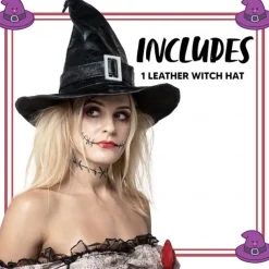 Witch Wizard Hat Pointed Ruched Halloween Witch Hat Adults' Punk Gothic Dress Up Halloween Easy Halloween Costumes for Walpurgis Night