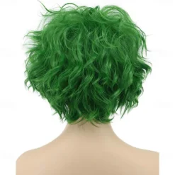 Women and Men Fluffy Short Bob Curly Green Wig Cosplay Anime Wig Halloween Wigs St.Patrick's Day Wigs