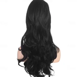 Women Black Beehive Wig Long Curly Wavy Bouffant Heat Resistant Synthetic Hair wigs for Womens Vintage Costume Cosplay Carnival Party Halloween Wigs