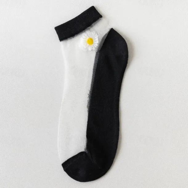 Women Daisy Sheer Socks,Womens Girls Lace Sheer Ankle Sock Thin Mesh Cotton Socks Transparent See Through Tull Low Cut Sock