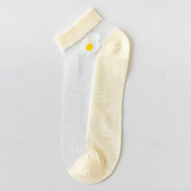 Women Daisy Sheer Socks,Womens Girls Lace Sheer Ankle Sock Thin Mesh Cotton Socks Transparent See Through Tull Low Cut Sock