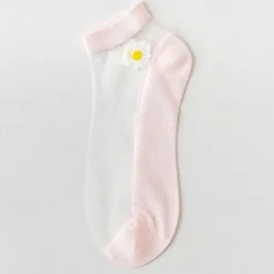 Women Daisy Sheer Socks,Womens Girls Lace Sheer Ankle Sock Thin Mesh Cotton Socks Transparent See Through Tull Low Cut Sock