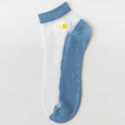 Women Daisy Sheer Socks,Womens Girls Lace Sheer Ankle Sock Thin Mesh Cotton Socks Transparent See Through Tull Low Cut Sock