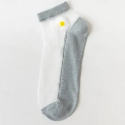 Women Daisy Sheer Socks,Womens Girls Lace Sheer Ankle Sock Thin Mesh Cotton Socks Transparent See Through Tull Low Cut Sock