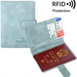 Women Men RFID Vintage Business Passport Covers Holder Multi-Function ID Bank Card PU Leather Wallet Case Travel Accessories
