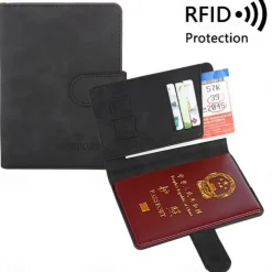 Women Men RFID Vintage Business Passport Covers Holder Multi-Function ID Bank Card PU Leather Wallet Case Travel Accessories