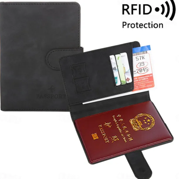 Women Men RFID Vintage Business Passport Covers Holder Multi-Function ID Bank Card PU Leather Wallet Case Travel Accessories