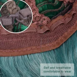 Women Peacock Blue Green Wig Long Curly Wavy Wigs for Girl 29.5 Inch Colorful Wig Cosplay Costume Party Fluffy Wig Synthetic Charming Heat Friendly Ombre Wig Halloween Wigs St.Patrick's Day Wigs