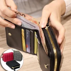 Women PU Leather Short Wallets Female Plaid Purses Nubuck Card Holder Wallet Small Zipper Wallet with Coin Purse for Women