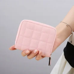 Women PU Leather Short Wallets Female Plaid Purses Nubuck Card Holder Wallet Small Zipper Wallet with Coin Purse for Women