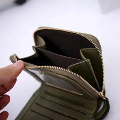 Women PU Leather Short Wallets Female Plaid Purses Nubuck Card Holder Wallet Small Zipper Wallet with Coin Purse for Women