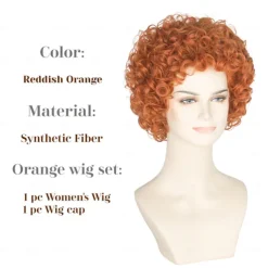 Women Rope Short Curly Red Brown Hair Wig Halloween Cosplay Party Wigs
