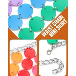 Women Sequin Rainbow Chainmail Mini Skirt Sparkly Dots Belly Dance Hip Skirts Rave Waist Chain