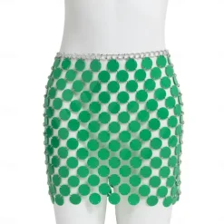 Women Sequin Rainbow Chainmail Mini Skirt Sparkly Dots Belly Dance Hip Skirts Rave Waist Chain