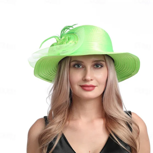 Women Wide Brim Bowler Hat Vintage Floral Wool Felt Fedora Floppy Elegant Fascinator Hat with Veil Lady Church Party Bucket